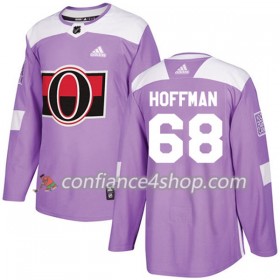 Adidas Maillot de Hockey Ottawa Senators Mike Hoffman 68 2017-2018 Violet Fights Cancer Practice Authentic - Homme